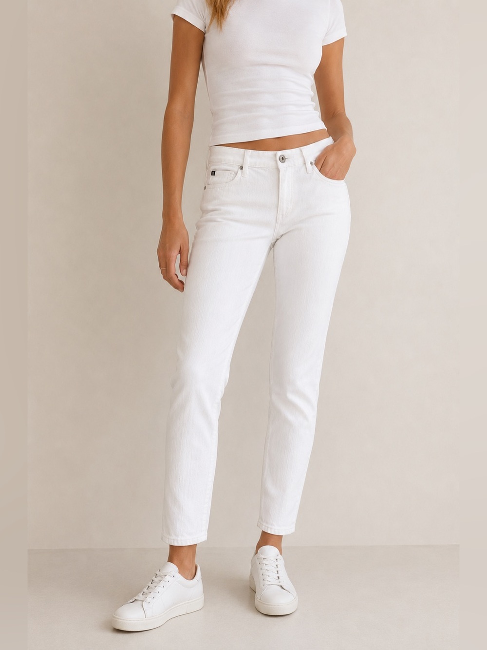 AG Adriano Goldschmied Prima Mid-Rise Cigarette Jeans White Size 27